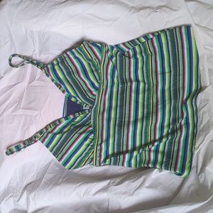 Mossimo Tankini top Green Blue Pink striped large